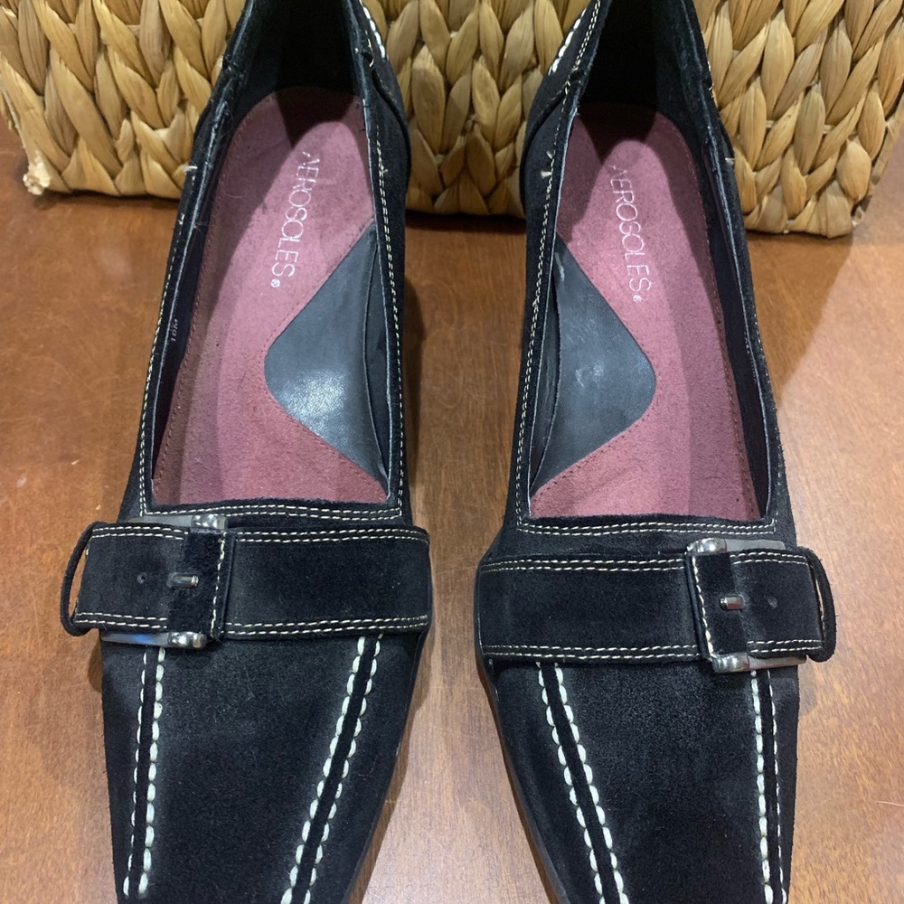 Aerosoles “Road Snap” black suede heels - 10 - Picture 2 of 10